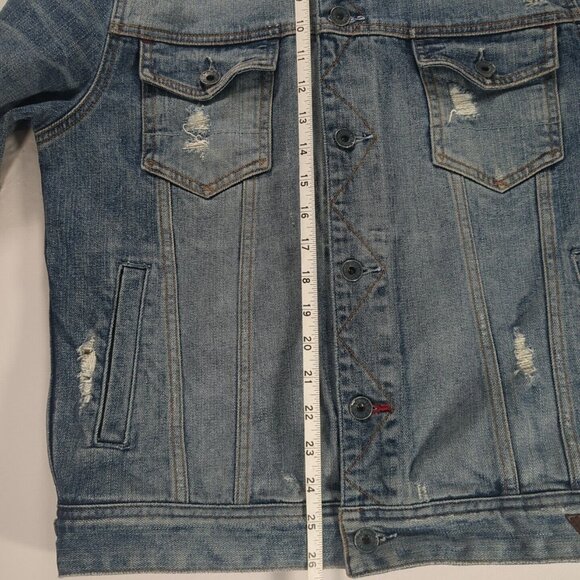 Guess Small Dillon Distressed Ripped Denim Blue Jean Jacket Medium Wash Adult - Picture 4 of 14
